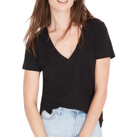 NWT Madewell Whisper Cotton Pocket V-neck Tee